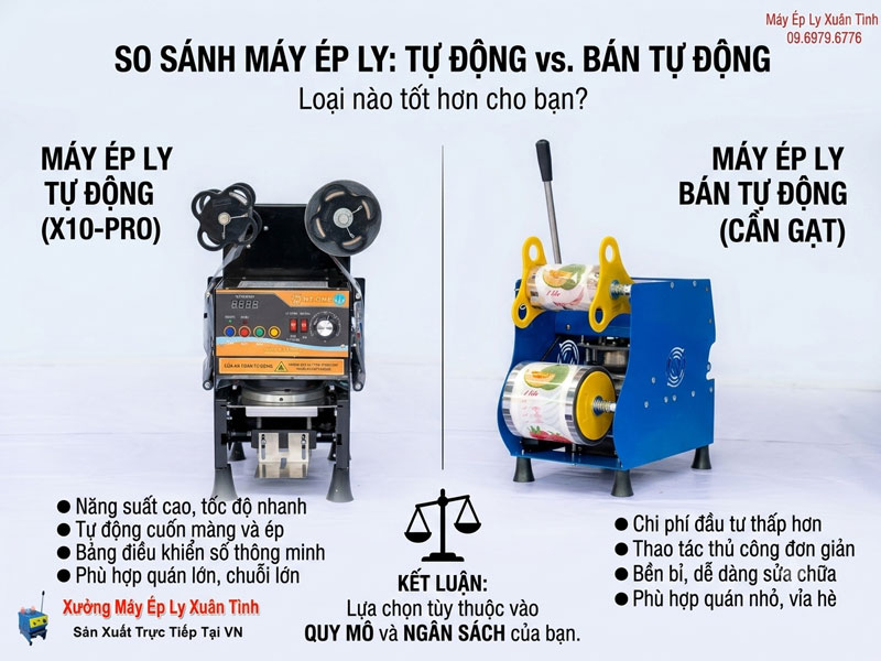 Máy ép ly tự động và bán tự động loại nào tốt hơn? Máy ép ly tự động và bán tự động loại nào tốt hơn?